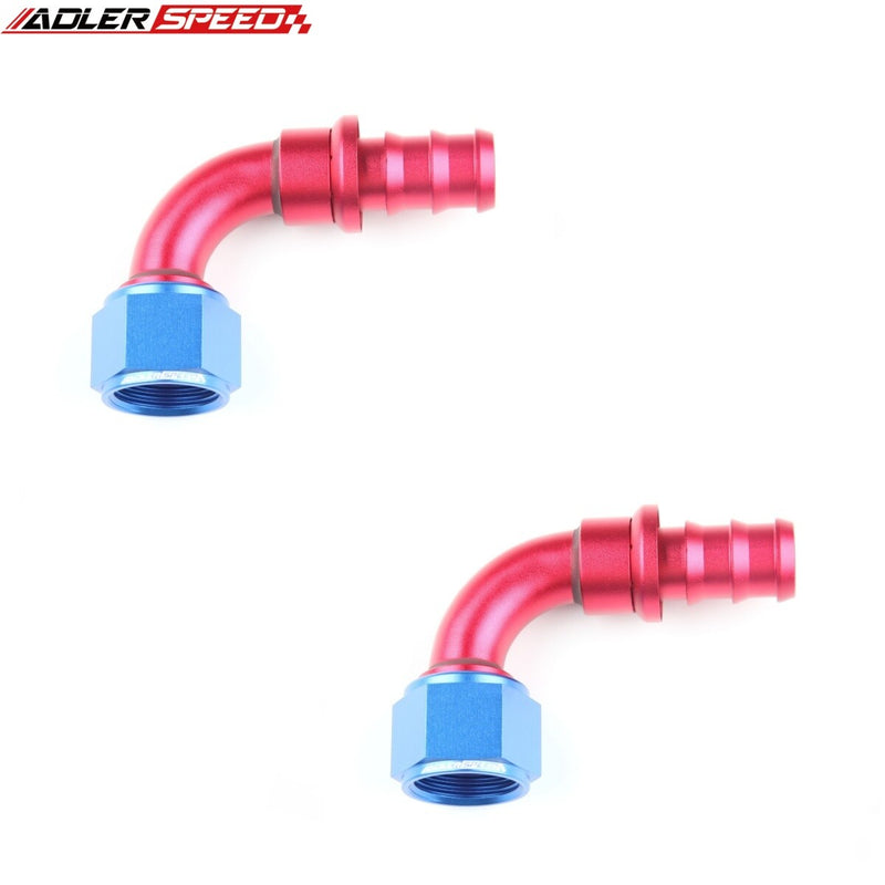 US SHIP ! ADLERSPEED 2pc 45/90 Degree -4AN 6AN 8AN 10AN 12AN Push on Hose End Fuel Fitting Adapter