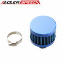 12mm 1/2" Air Intake Crankcase Breather Filter Valve Cover Catch Tank Red /Blue