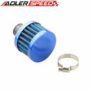 12mm 1/2" Air Intake Crankcase Breather Filter Valve Cover Catch Tank Red /Blue