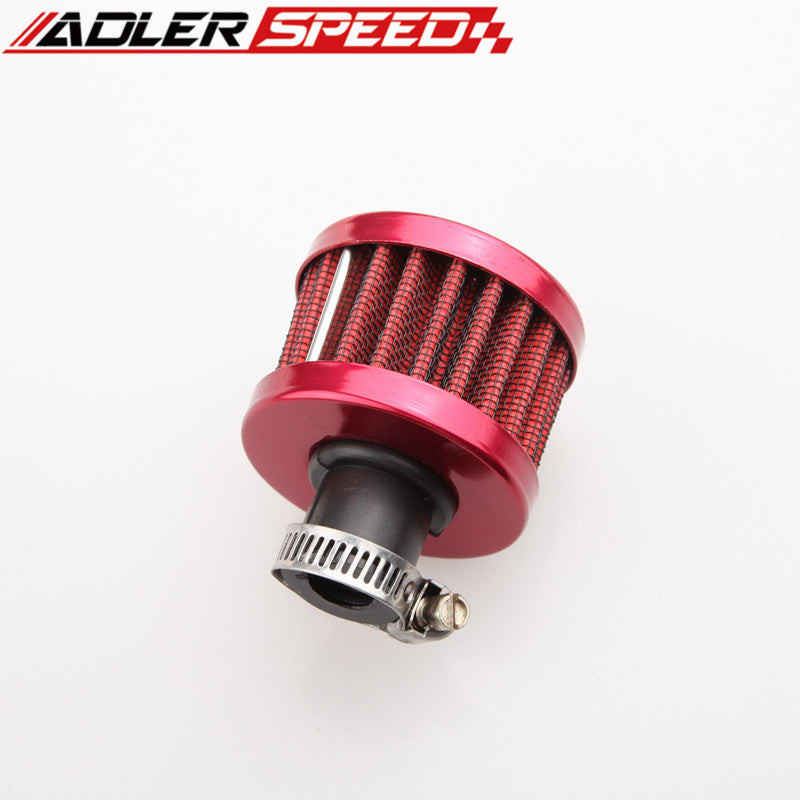 12mm 1/2" Air Intake Crankcase Breather Filter Valve Cover Catch Tank Red /Blue