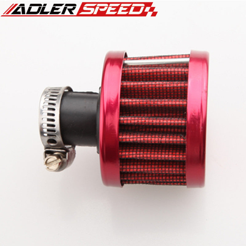 12mm 1/2" Air Intake Crankcase Breather Filter Valve Cover Catch Tank Red /Blue