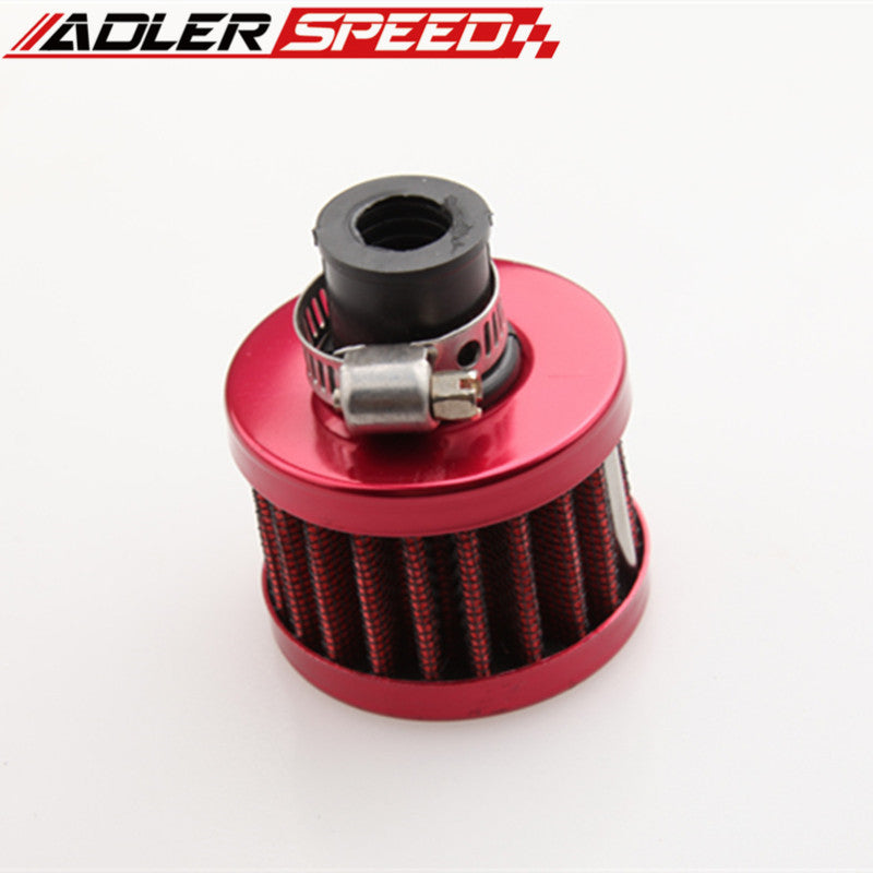 12mm 1/2" Air Intake Crankcase Breather Filter Valve Cover Catch Tank Red /Blue