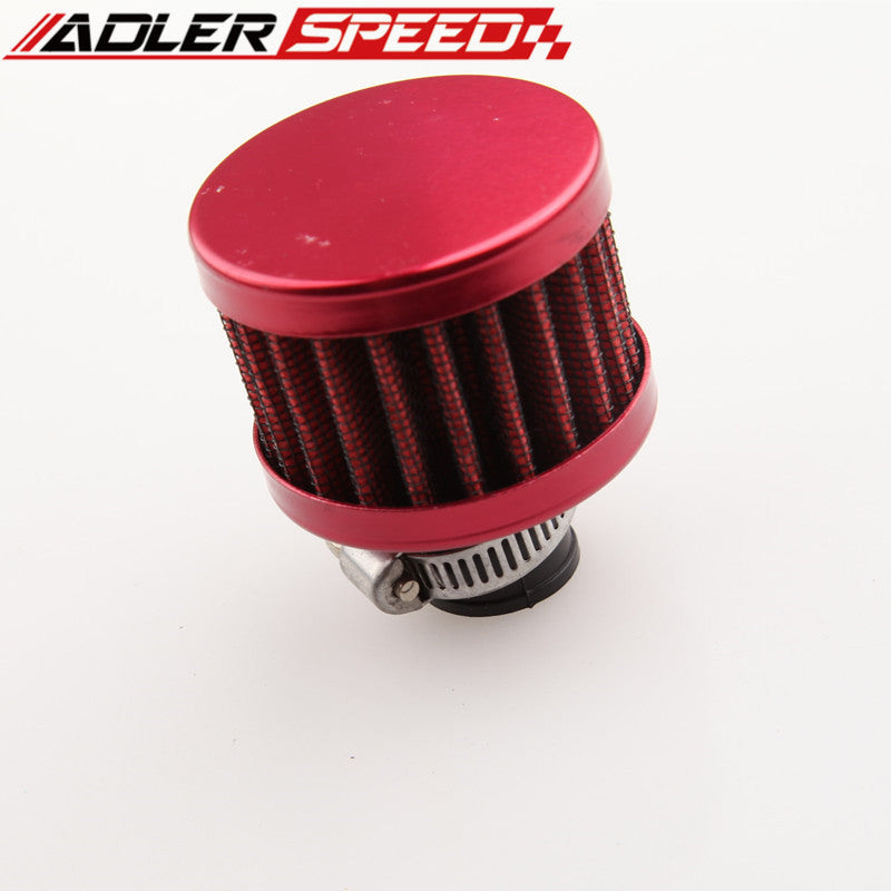 12mm 1/2" Air Intake Crankcase Breather Filter Valve Cover Catch Tank Red /Blue