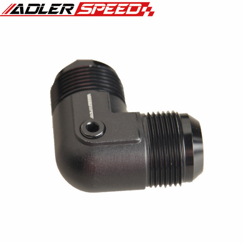90 Degree AN16 Union with 1/8" x 27 NPT Port Adapter Fitting Aluminum Black