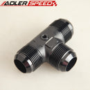 AN-16 Male Flare Tee T-piece 1/8" x 27NPT Port Fuel Oil Hose Fitting Adapter Blk