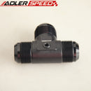 AN-16 Male Flare Tee T-piece 1/8" x 27NPT Port Fuel Oil Hose Fitting Adapter Blk