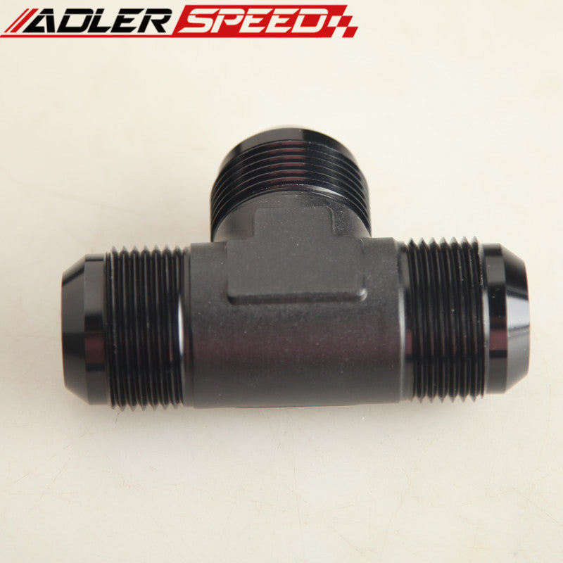 AN-16 Male Flare Tee T-piece 1/8" x 27NPT Port Fuel Oil Hose Fitting Adapter Blk