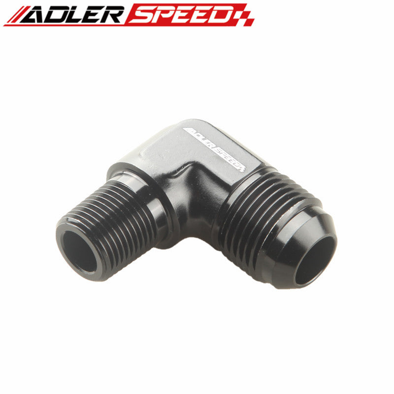 90 Degree -6 AN Hose End To 3/8 NPT Male Full Flow Adapter Fittings