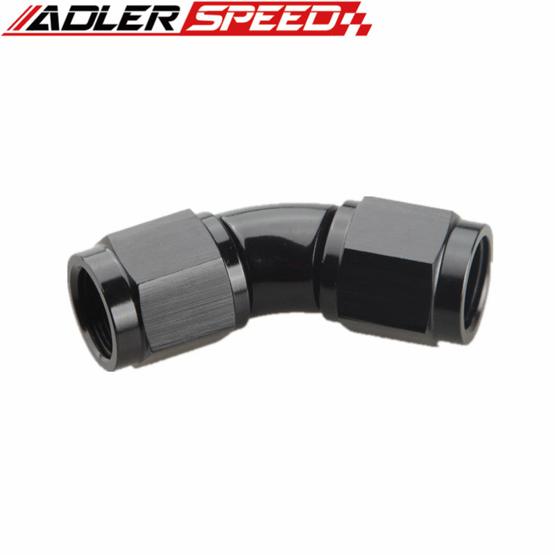 AN4 AN6 AN8 AN10 AN12 Aluminum 45 Degree Female To Female Full Flow Adapter Fitting Black