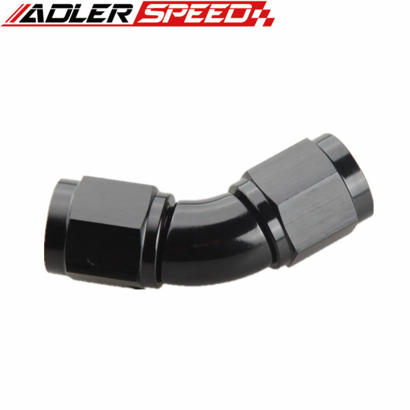 AN4 AN6 AN8 AN10 AN12 Aluminum 45 Degree Female To Female Full Flow Adapter Fitting Black