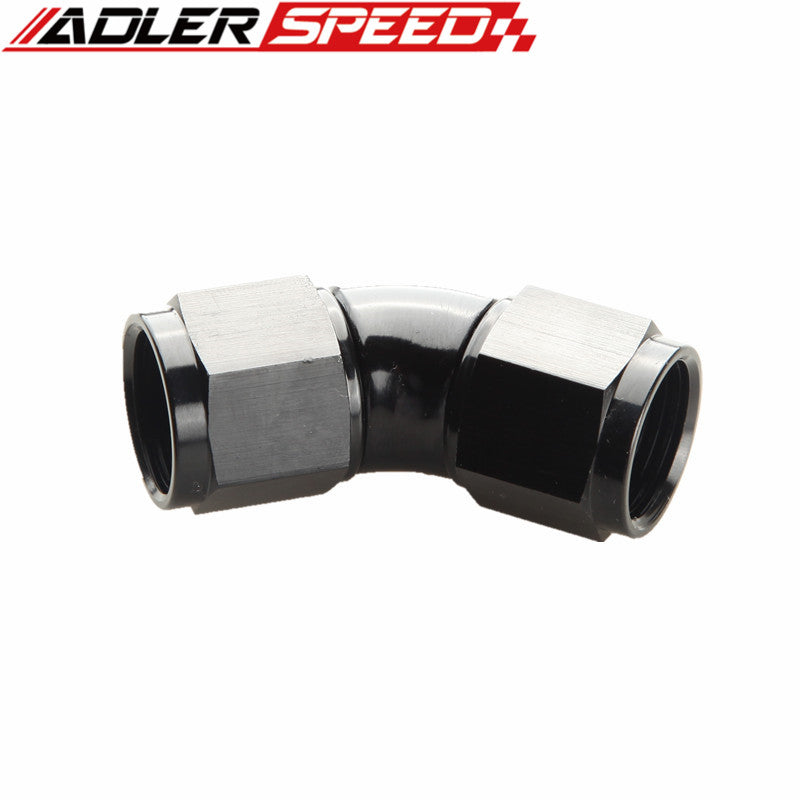 AN4 AN6 AN8 AN10 AN12 Aluminum 45 Degree Female To Female Full Flow Adapter Fitting Black