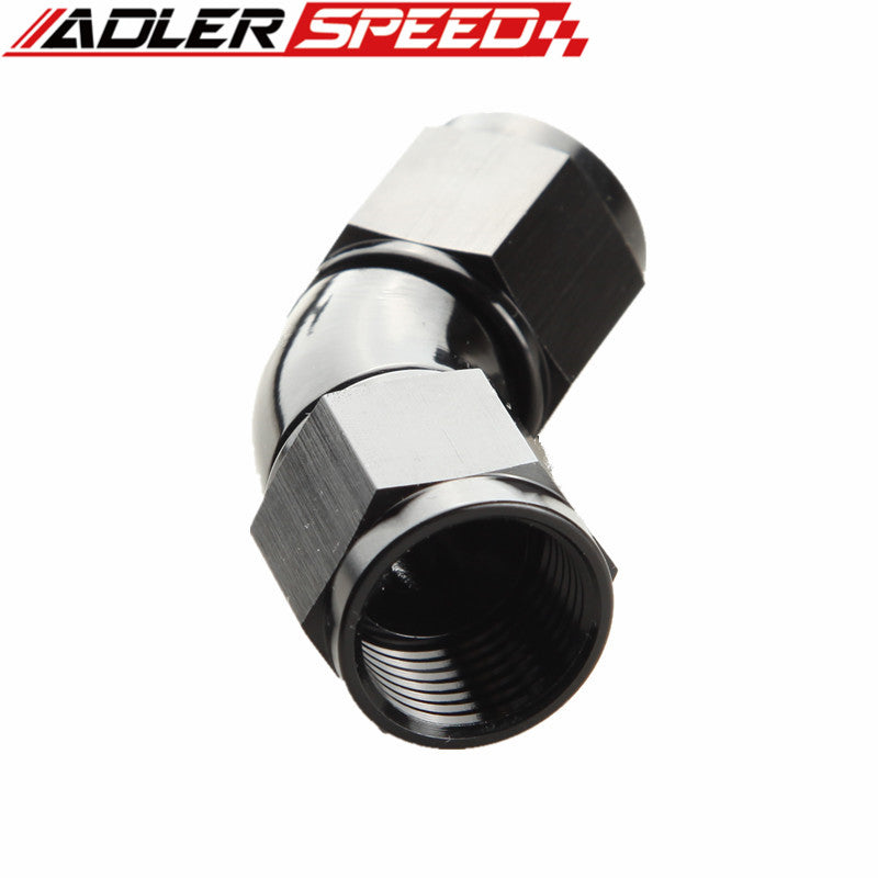 AN4 AN6 AN8 AN10 AN12 Aluminum 45 Degree Female To Female Full Flow Adapter Fitting Black