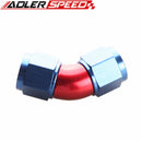 AN4 AN6 AN8 AN10 Aluminum 45 Degree Female To Female Full Flow Adapter Fitting Red & Blue