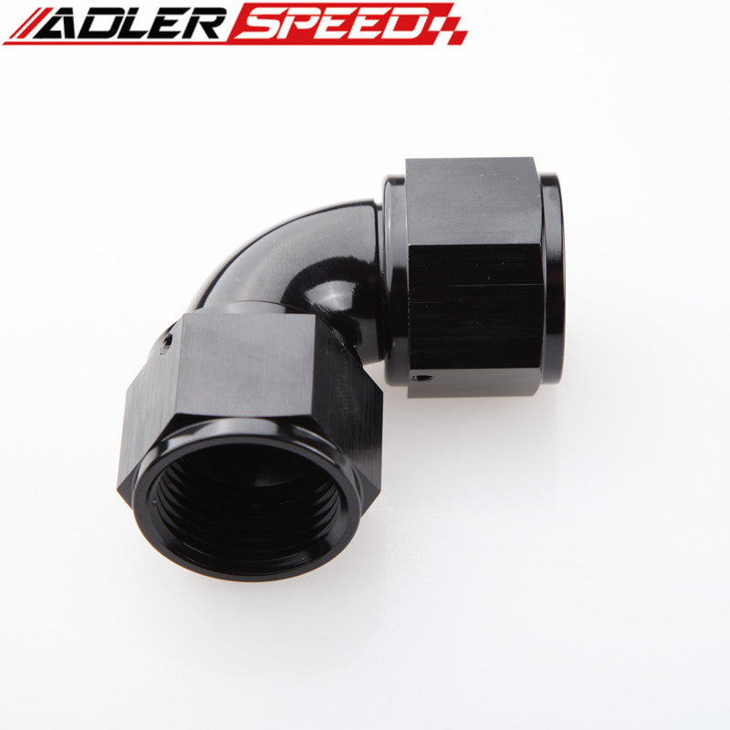 AN4 AN6 AN8 AN10 AN12 Aluminium 90 Degree Female To Female Full Flow Fitting Adapter