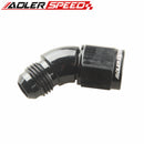 AN-4/AN-6/AN-8/AN-10 To AN-4/AN-6/AN-8/AN-10 45 Degree Female To Male Full Flow Adapter Fitting Red & Blue/Black