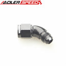 AN-4/AN-6/AN-8/AN-10 To AN-4/AN-6/AN-8/AN-10 45 Degree Female To Male Full Flow Adapter Fitting Red & Blue/Black