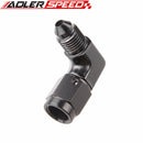 3AN AN3 AN-3 Female To Male Flare 90 Degree Aluminum Adapter Fittings Black