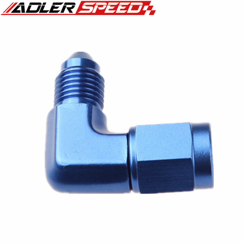 AN3 AN4 AN6 AN8 AN10 AN12 90 Degree Female To Male Aluminum Fittings Adapter Blue