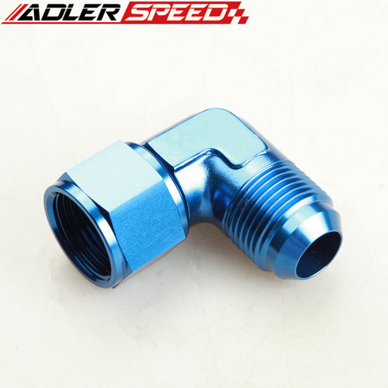 AN3 AN4 AN6 AN8 AN10 AN12 90 Degree Female To Male Aluminum Fittings Adapter Blue