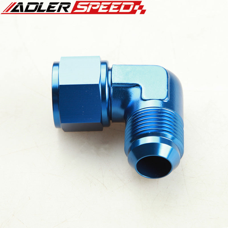 AN3 AN4 AN6 AN8 AN10 AN12 90 Degree Female To Male Aluminum Fittings Adapter Blue