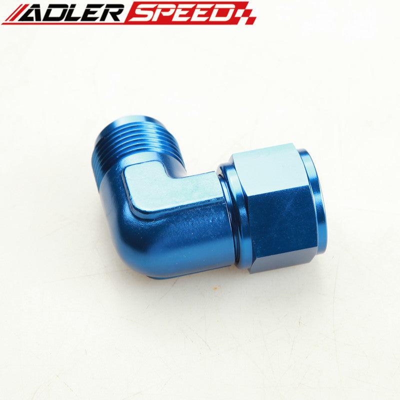 AN3 AN4 AN6 AN8 AN10 AN12 90 Degree Female To Male Aluminum Fittings Adapter Blue