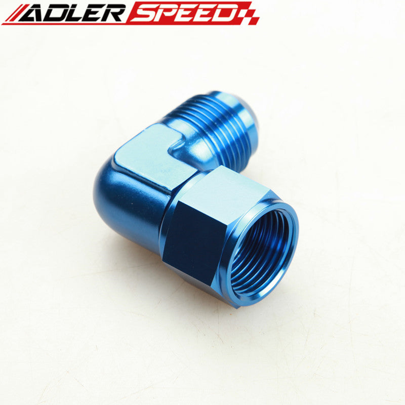 AN3 AN4 AN6 AN8 AN10 AN12 90 Degree Female To Male Aluminum Fittings Adapter Blue