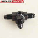 AN-3 Male Flare Tee T-piece 1/8" x 27 NPT Port Fuel Oil Hose Fitting Adapter Blk