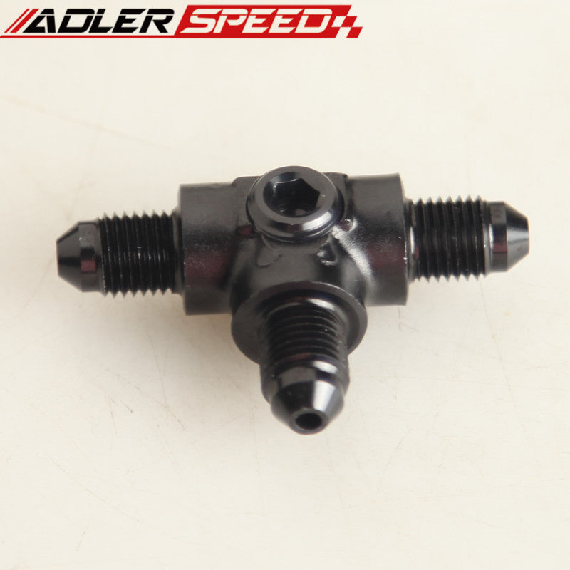 AN-4 Male Flare Tee T-piece 1/8" x 27 NPT Port Fuel Oil Hose Fitting Adapter Blk