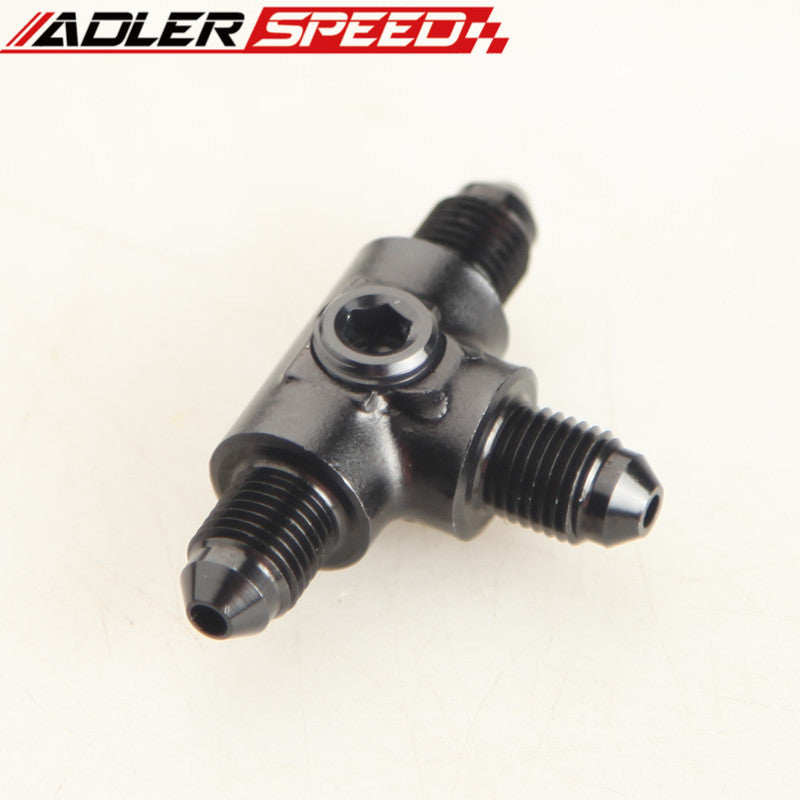 AN-3 Male Flare Tee T-piece 1/8" x 27 NPT Port Fuel Oil Hose Fitting Adapter Blk