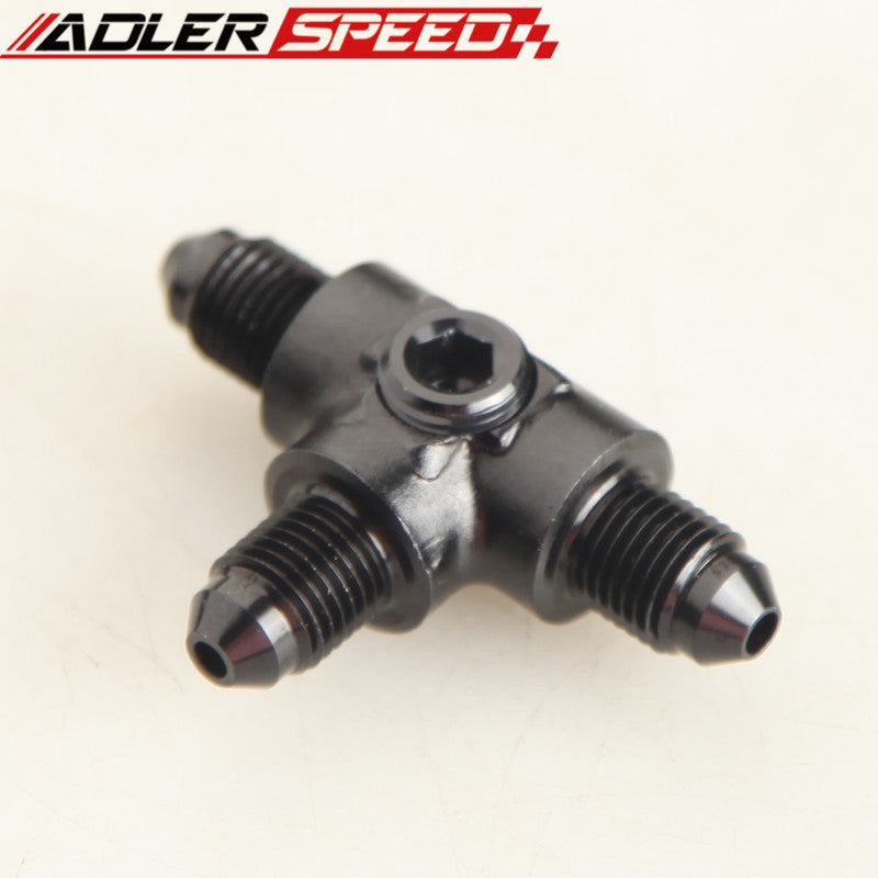 AN-4 Male Flare Tee T-piece 1/8" x 27 NPT Port Fuel Oil Hose Fitting Adapter Blk