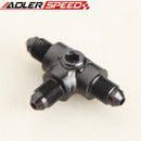 AN-3 Male Flare Tee T-piece 1/8" x 27 NPT Port Fuel Oil Hose Fitting Adapter Blk