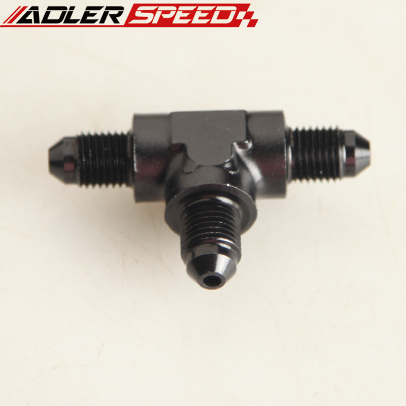 AN-4 Male Flare Tee T-piece 1/8" x 27 NPT Port Fuel Oil Hose Fitting Adapter Blk
