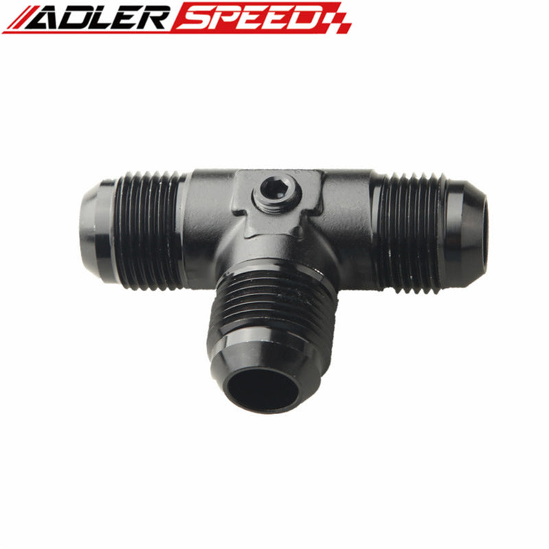 AN-10 Male Flare Tee T-piece 1/8" x 27NPT Port Fuel Oil Hose Fitting Adapter Blk