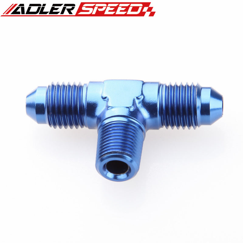 AN4 AN6 AN8 AN10 To 1/8" 1/4" 3/8" 1/2''NPT On Side Male Flare Tee-piece Fitting Adapter Aluminum