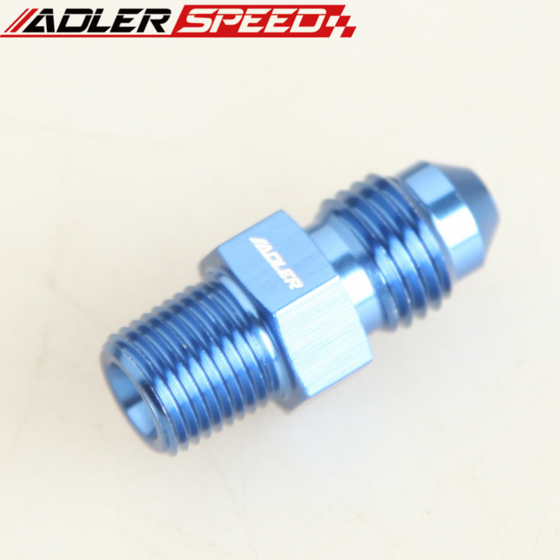 AN4 -4AN To 1/8'' NPT Straight Adapter Pipe Fuel Oil Air Fitting Blue