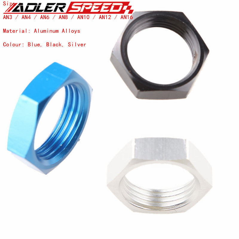 AN3 AN4 AN6 AN8 AN10 AN12 AN16 Aluminum AN Bulkhead Lock Nut Fitting A