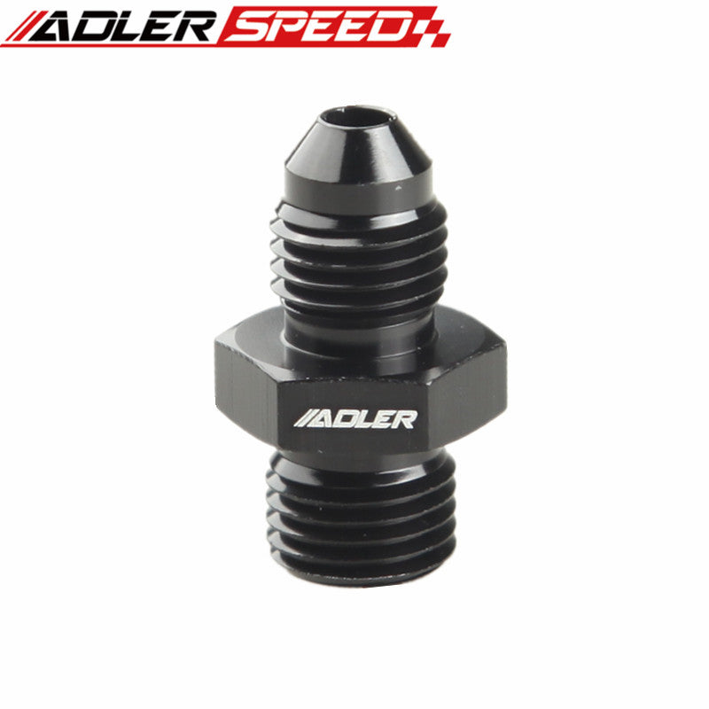 AN4 AN6 AN8 AN10 AN12 Male Flare to Metric Aluminum Straight Fitting Adapter - Black