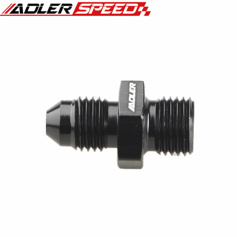 AN4 AN6 AN8 AN10 AN12 Male Flare to Metric Aluminum Straight Fitting Adapter - Black