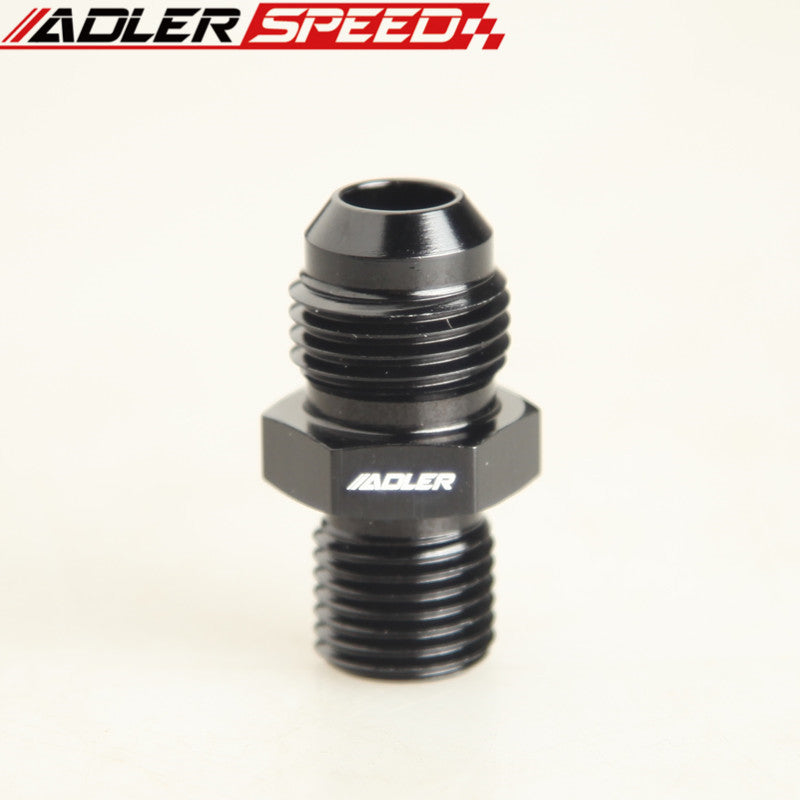 AN4 AN6 AN8 AN10 AN12 Male Flare to Metric Aluminum Straight Fitting Adapter - Black