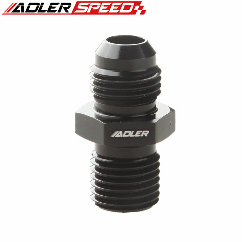 AN4 AN6 AN8 AN10 AN12 Male Flare to Metric Aluminum Straight Fitting Adapter - Black