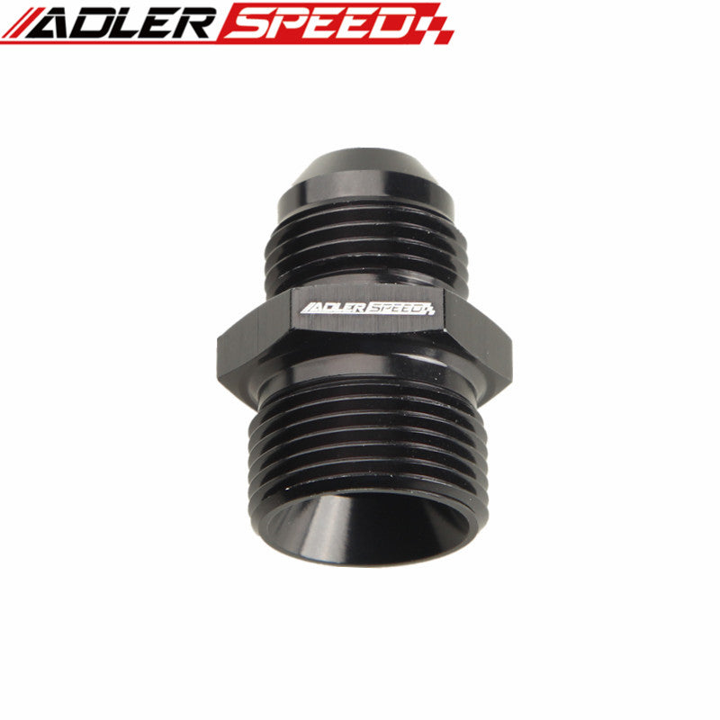 AN4 AN6 AN8 AN10 AN12 Male Flare to Metric Aluminum Straight Fitting Adapter - Black