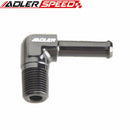1/8" 1/4'' NPT To 1/4" 3/8" Barb 90 Degree Aluminum Alloy Hose End Male Barb Adapter Fitting