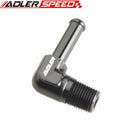 1/8" 1/4'' NPT To 1/4" 3/8" Barb 90 Degree Aluminum Alloy Hose End Male Barb Adapter Fitting
