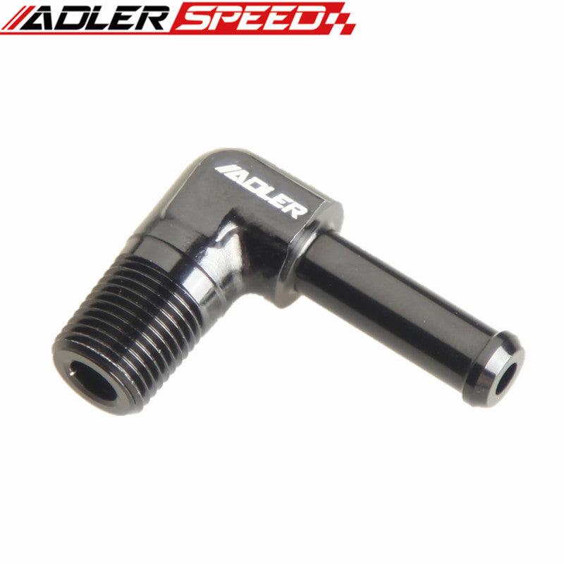 1/8" 1/4'' NPT To 1/4" 3/8" Barb 90 Degree Aluminum Alloy Hose End Male Barb Adapter Fitting