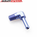 1/8" 1/4'' NPT To 1/4" 3/8" Barb 90 Degree Aluminum Alloy Hose End Male Barb Adapter Fitting