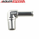 1/8" 1/4'' NPT To 1/4" 3/8" Barb 90 Degree Aluminum Alloy Hose End Male Barb Adapter Fitting