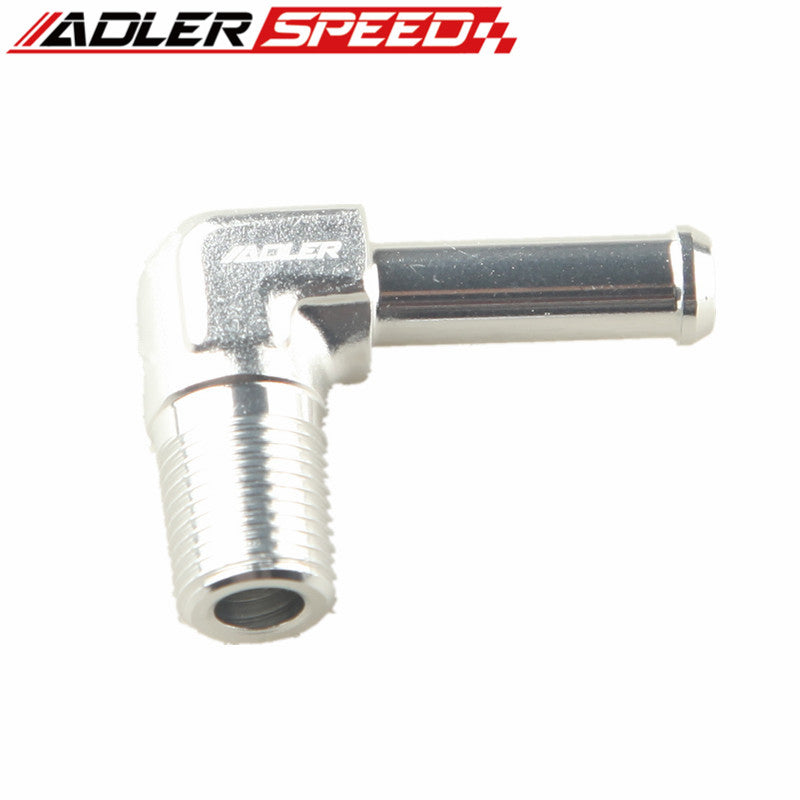 1/8" 1/4'' NPT To 1/4" 3/8" Barb 90 Degree Aluminum Alloy Hose End Male Barb Adapter Fitting