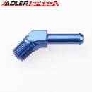1/8" 1/4" NPT To 1/4" 3/8" Barb 45 Degree Male to Barb Aluminum Adapter Fitting