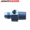 AN6 AN8 Male To 1/4" 3/8" NPT With 1/8" NPT Gauge Port Fuel Gauge Adapter Fitting