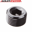 1/8" 1/4" 3/8" 1" NPT Pipe Thread Allen Hex Head Socket Aluminum Plug Black